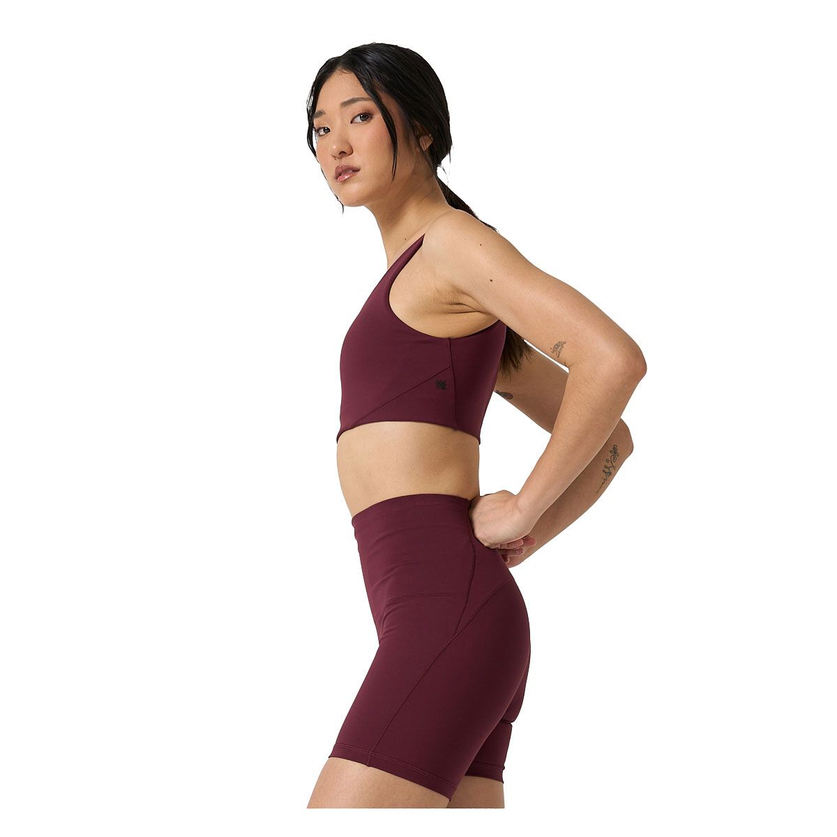 Ell/Voo Womens Averi Crop Sports Bra - Burgundy slider