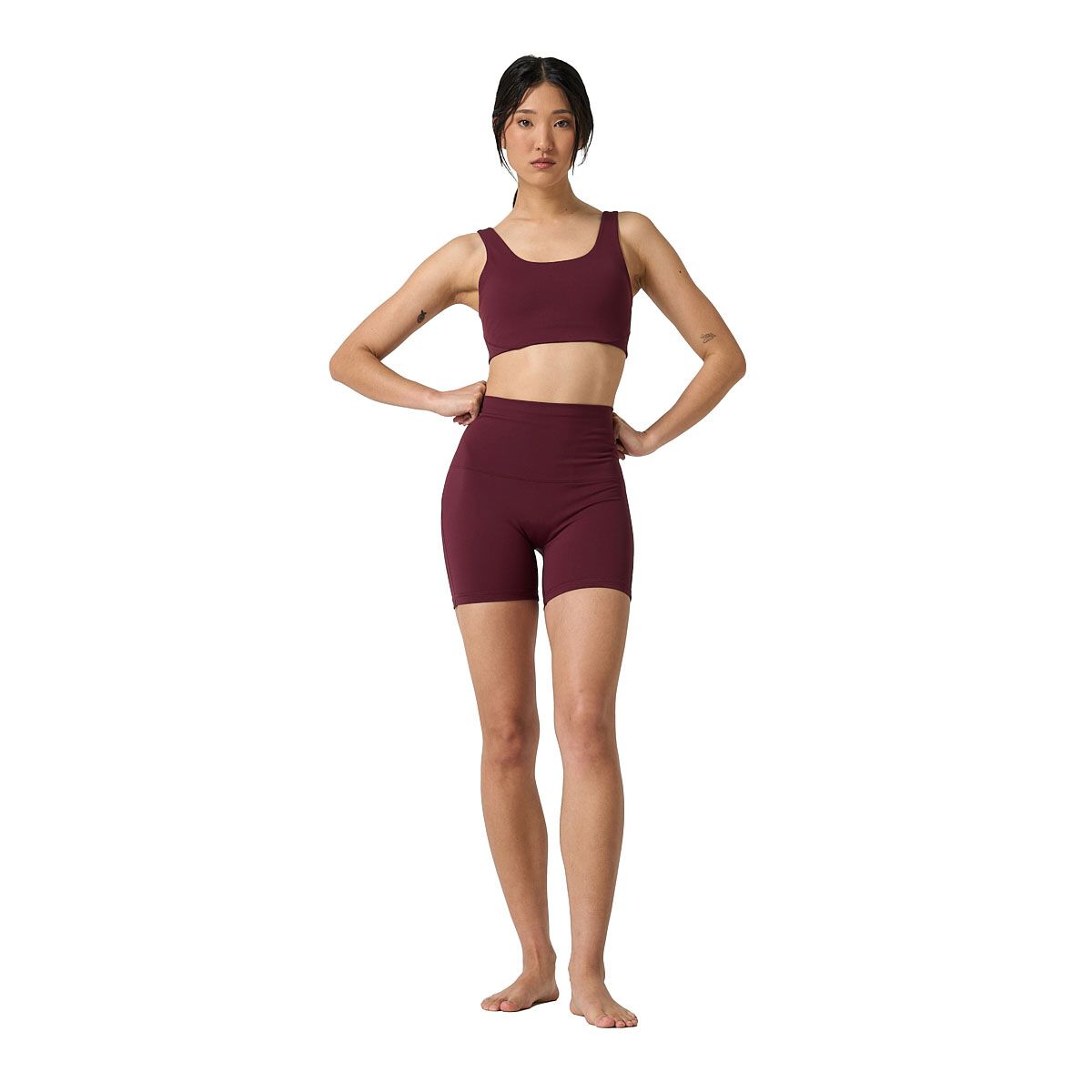 Ell/Voo Womens Averi Crop Sports Bra - Burgundy slider