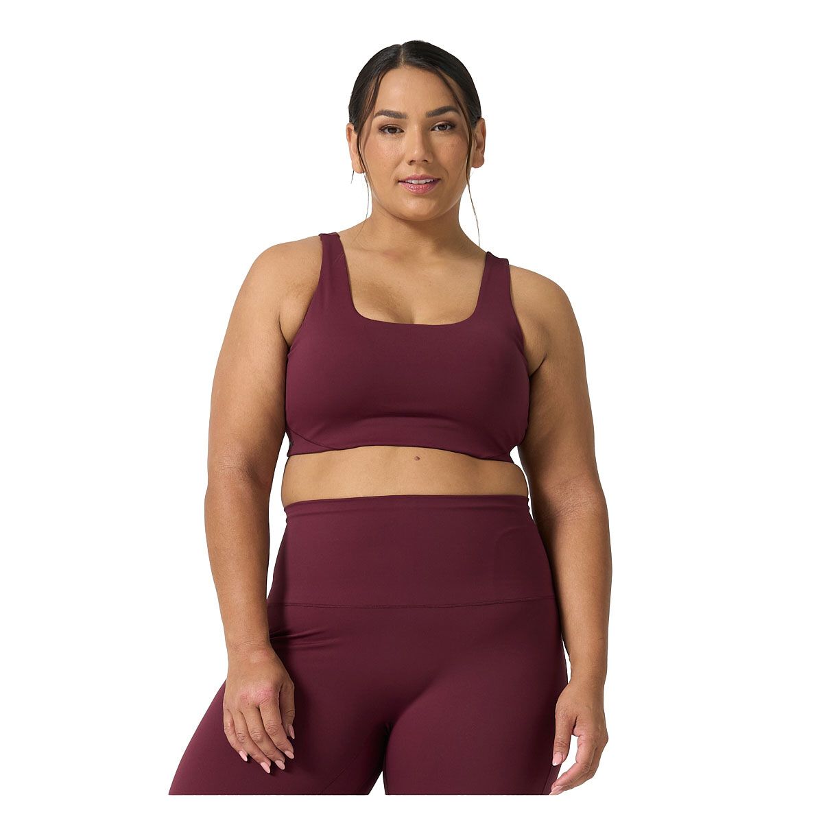 Ell/Voo Womens Averi Crop Sports Bra - Burgundy slider