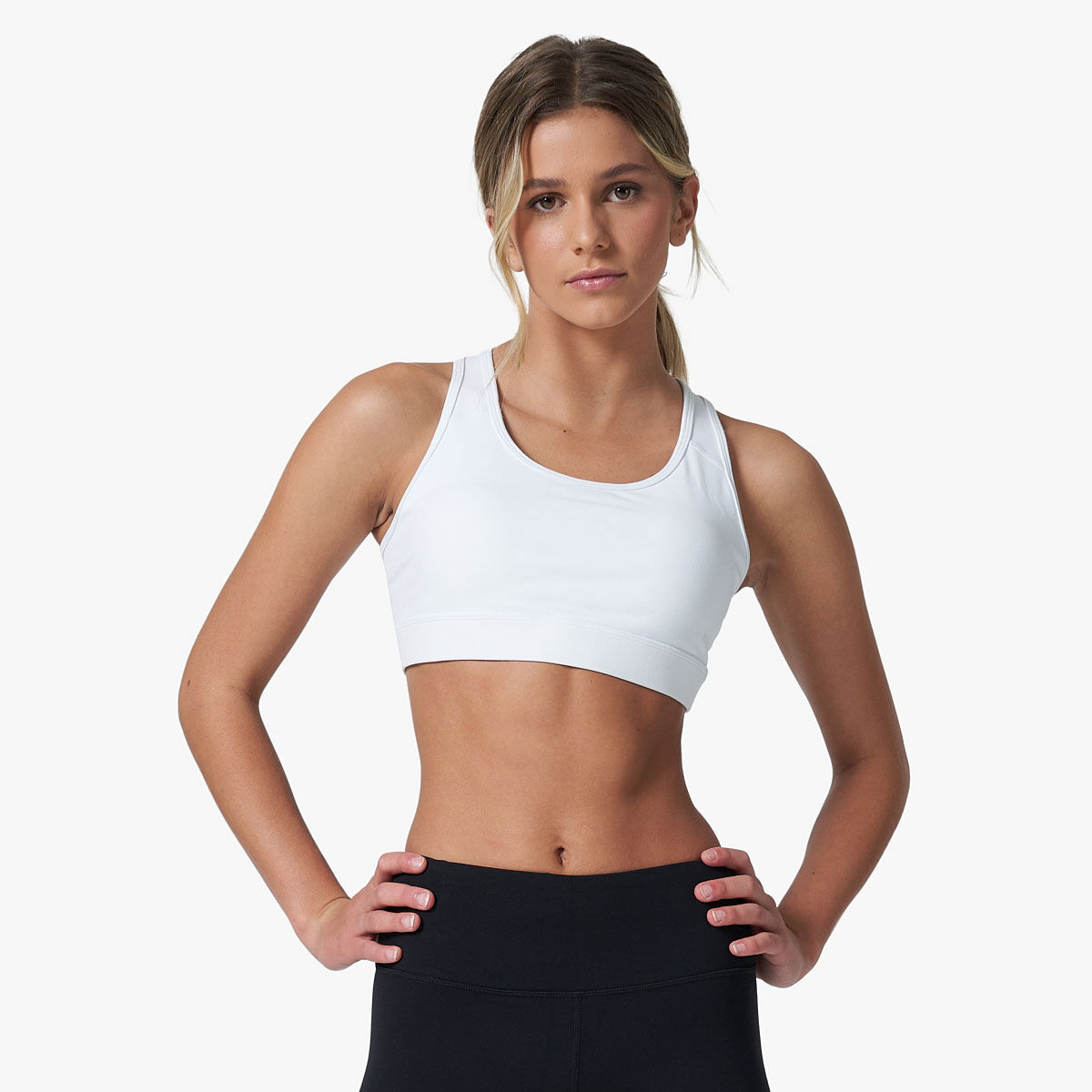 Ell/Voo Womens Essentials Crop Sports Bra - White slider