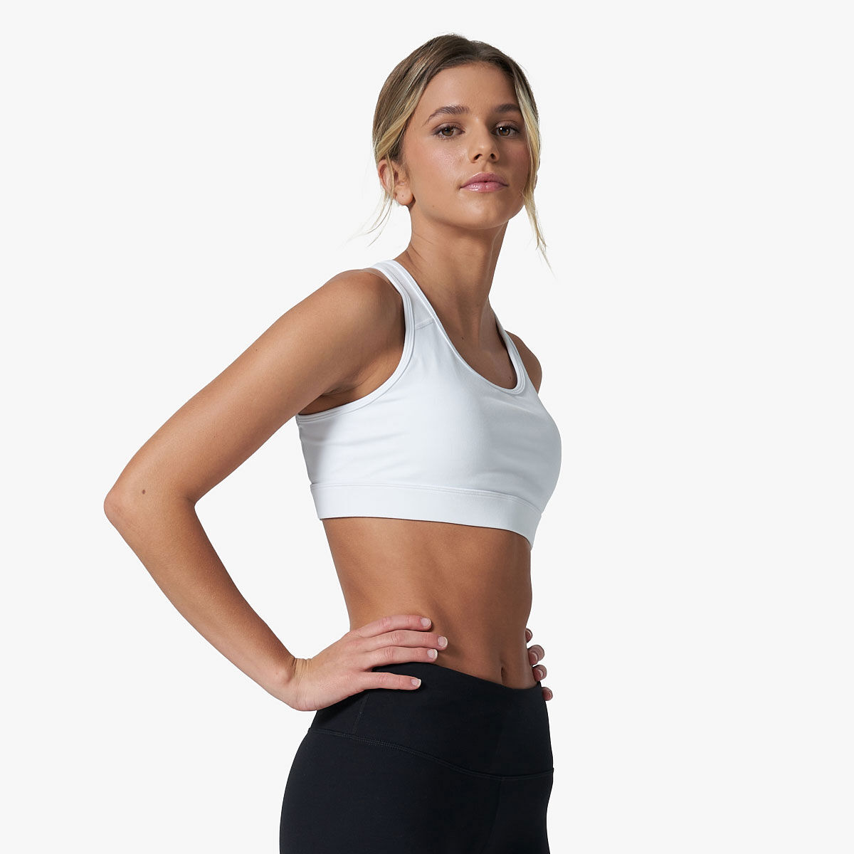 Ell/Voo Womens Essentials Crop Sports Bra - White slider