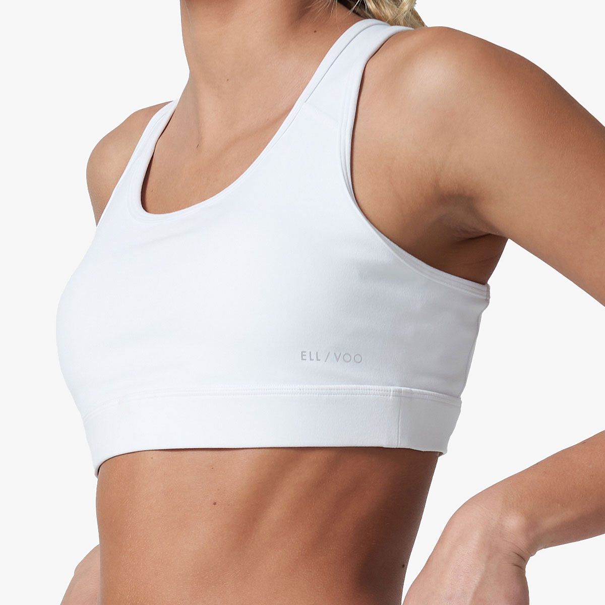 Ell/Voo Womens Essentials Crop Sports Bra - White slider