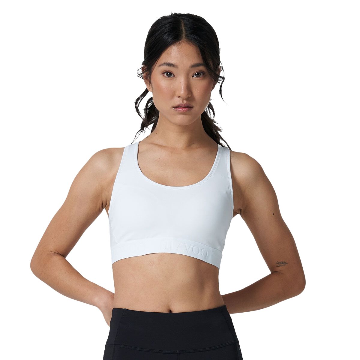 Ell/Voo Womens Essentials Training Crop Sports Bra - White slider