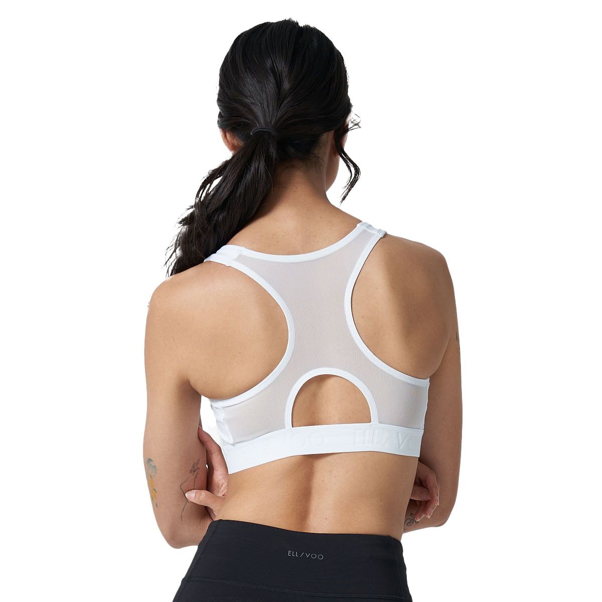 Ell/Voo Womens Essentials Training Crop Sports Bra - White slider