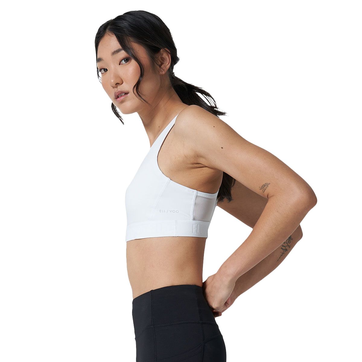 Ell/Voo Womens Essentials Training Crop Sports Bra - White slider