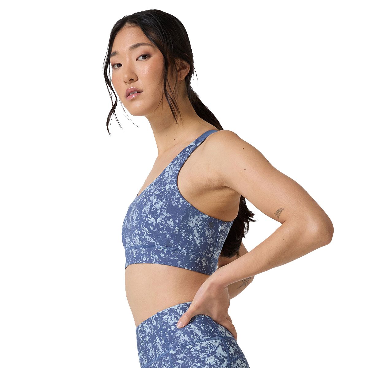 Ell/Voo Womens Kara Crop Sports Bra - Blue/Grey slider