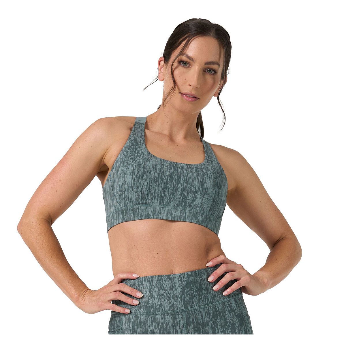 Ell/Voo Womens Kara Crop Sports Bra - Blue/Grey slider