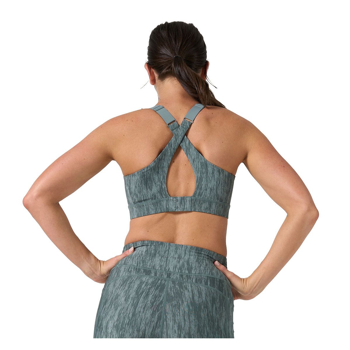 Ell/Voo Womens Kara Crop Sports Bra - Blue/Grey slider