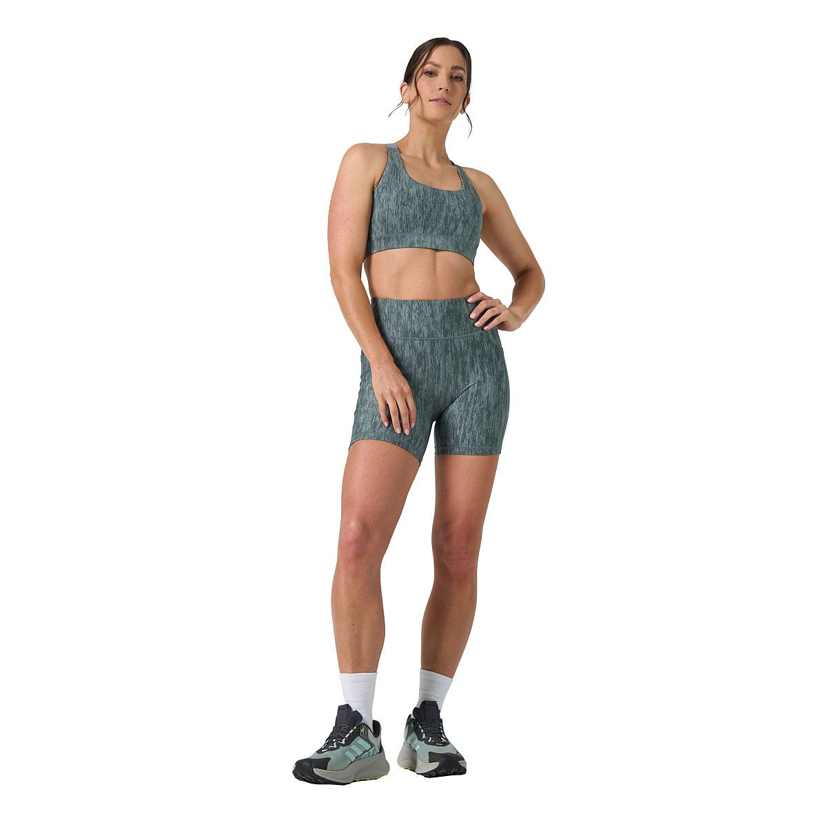 Ell/Voo Womens Kara Crop Sports Bra - Blue/Grey slider