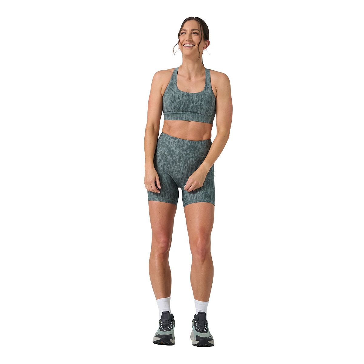 Ell/Voo Womens Kara Crop Sports Bra - Blue/Grey slider