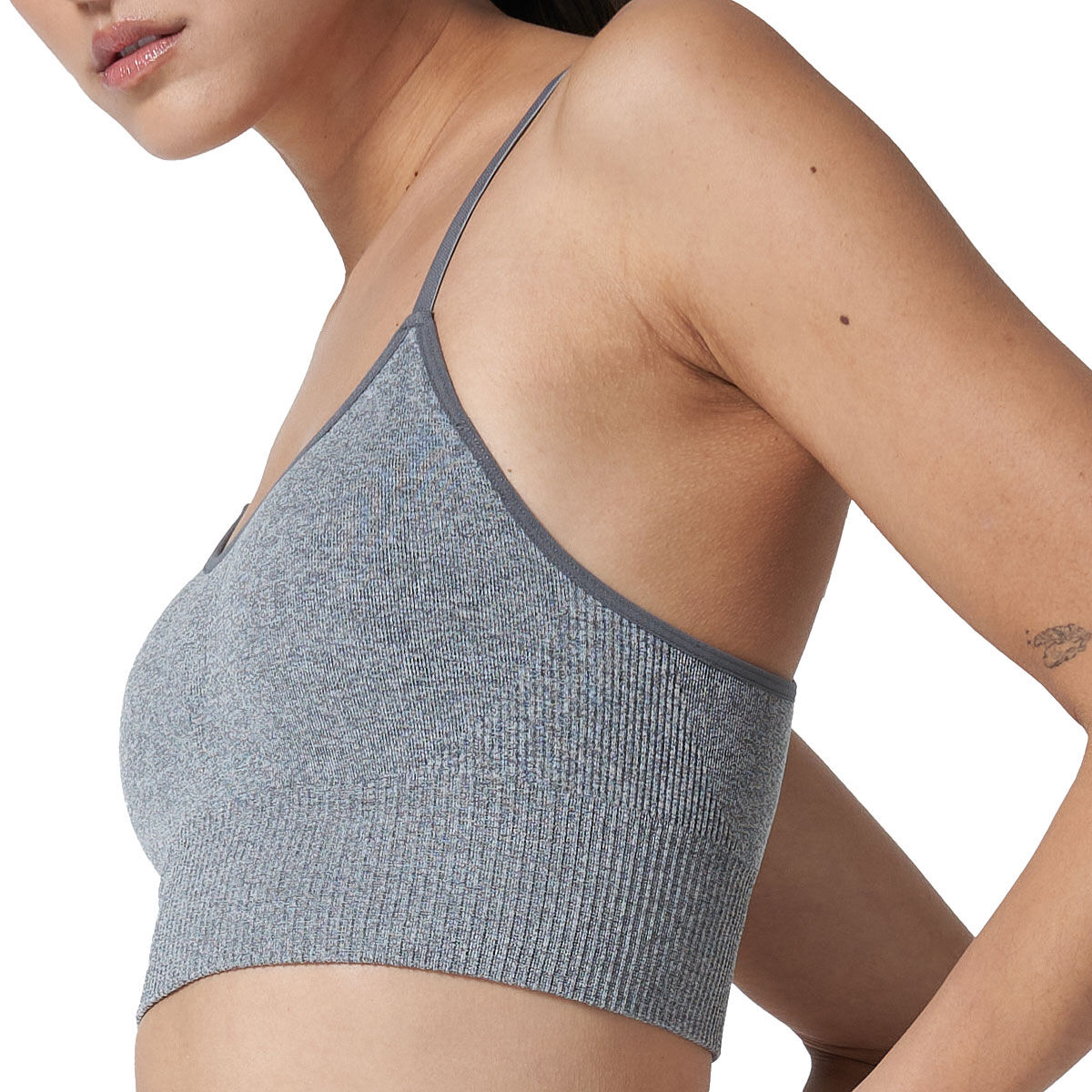 Ell/Voo Womens Reili Seam Free Crop Top Grey XL/XXL - Grey slider