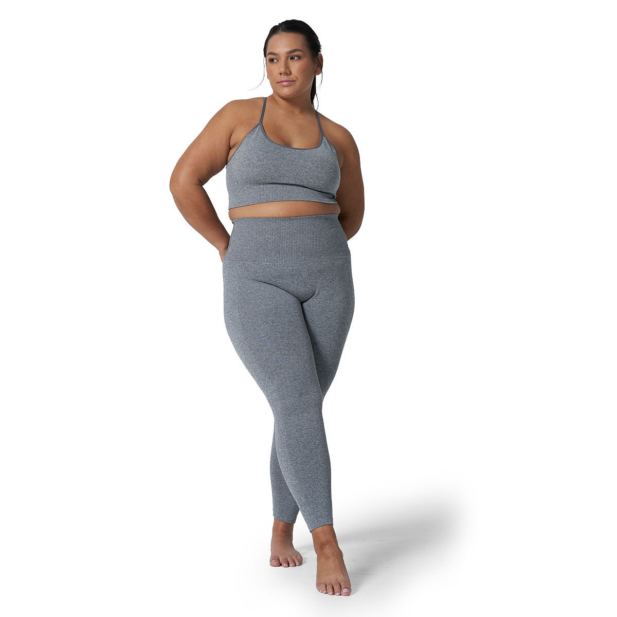 Ell/Voo Womens Reili Seam Free Crop Top Grey XL/XXL - Grey slider