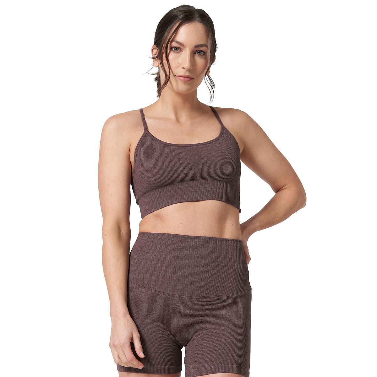 Ell/Voo Womens Reili Seam Free Crop Top - Sand slider