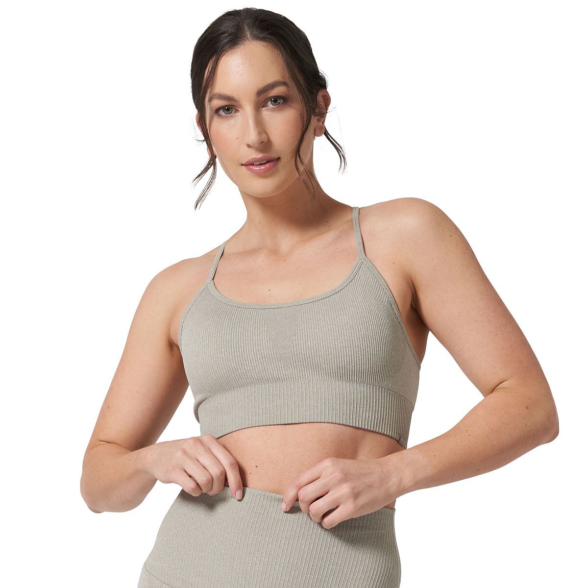 Ell/Voo Womens Reili Seam Free Crop Top - Sand slider