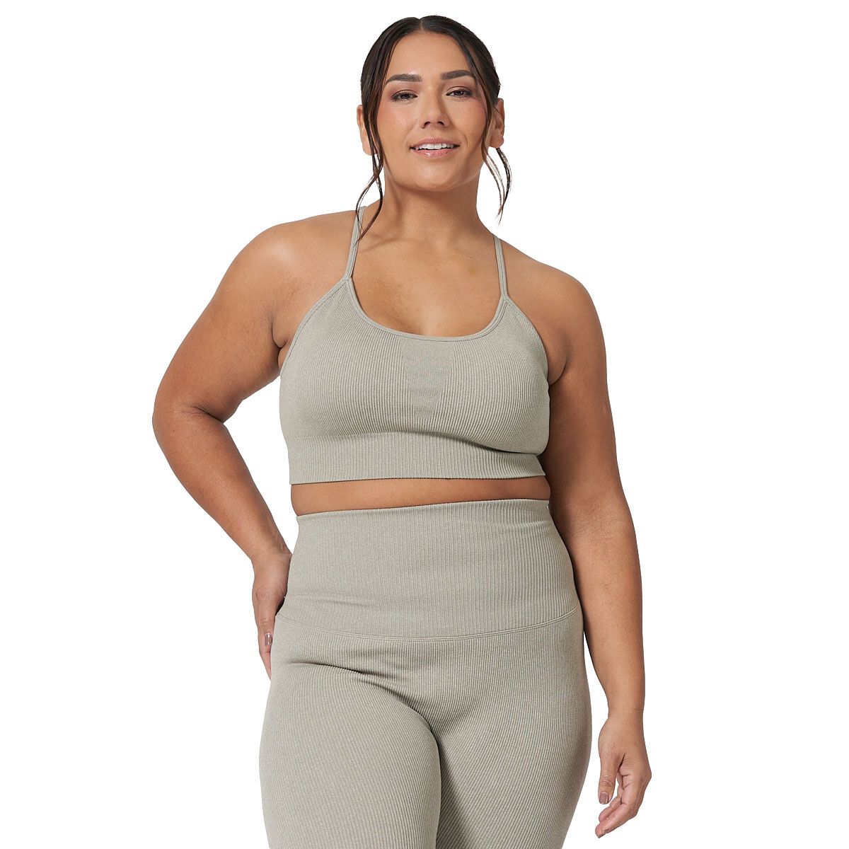 Ell/Voo Womens Reili Seam Free Crop Top - Sand slider