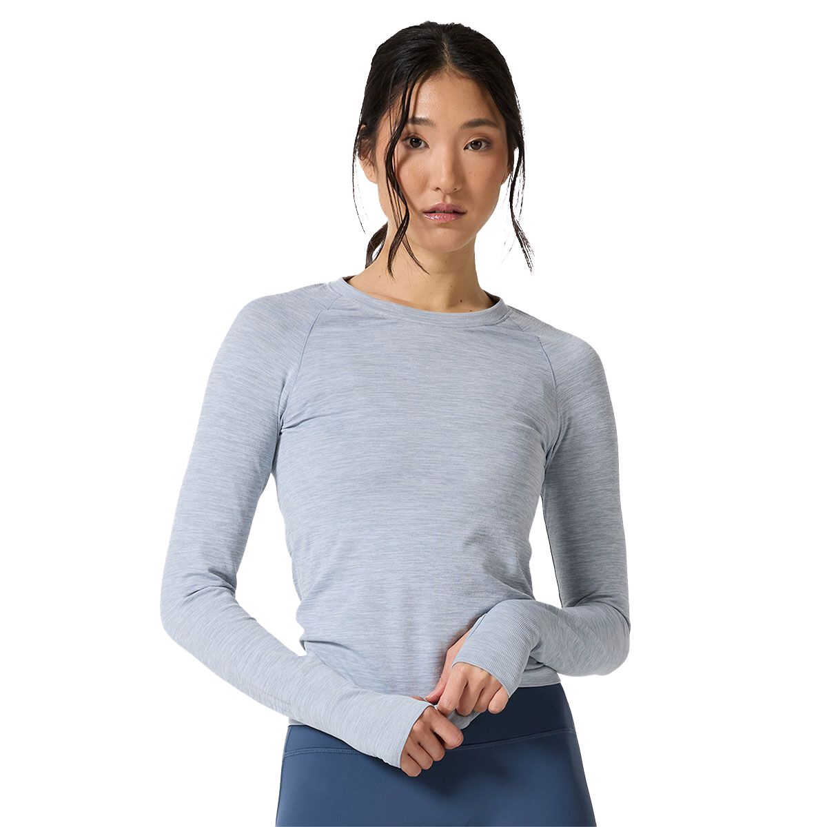 Ell/Voo Womens Reili Seam Free Long Sleeve Tee - Light Grey slider