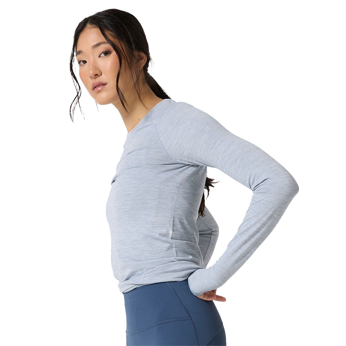 Ell/Voo Womens Reili Seam Free Long Sleeve Tee - Light Grey slider