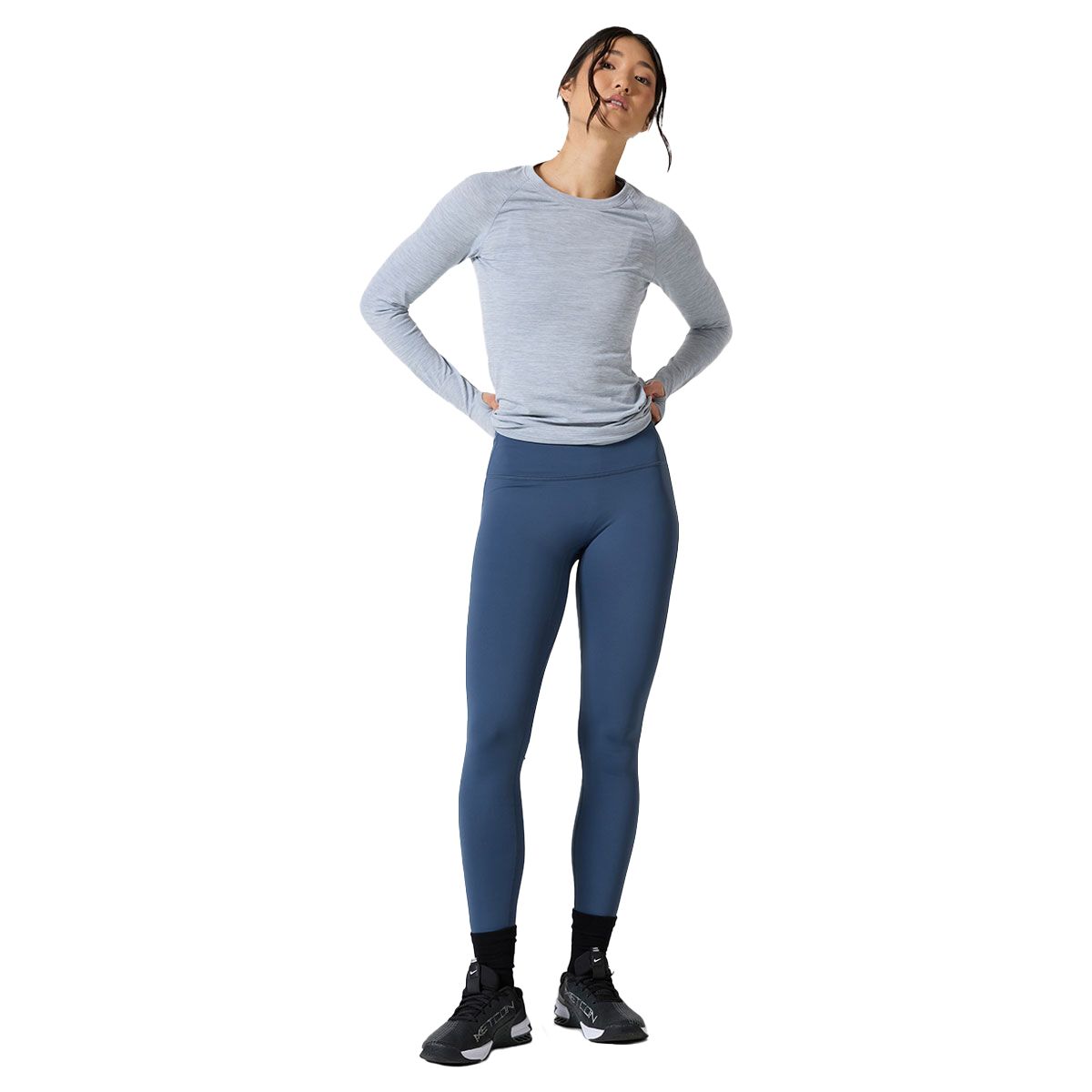 Ell/Voo Womens Reili Seam Free Long Sleeve Tee - Light Grey slider