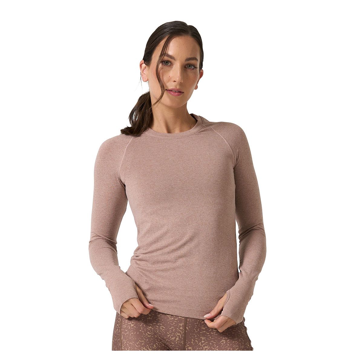 Ell/Voo Womens Reili Seam Free Long Sleeve Tee - Mauve Marle