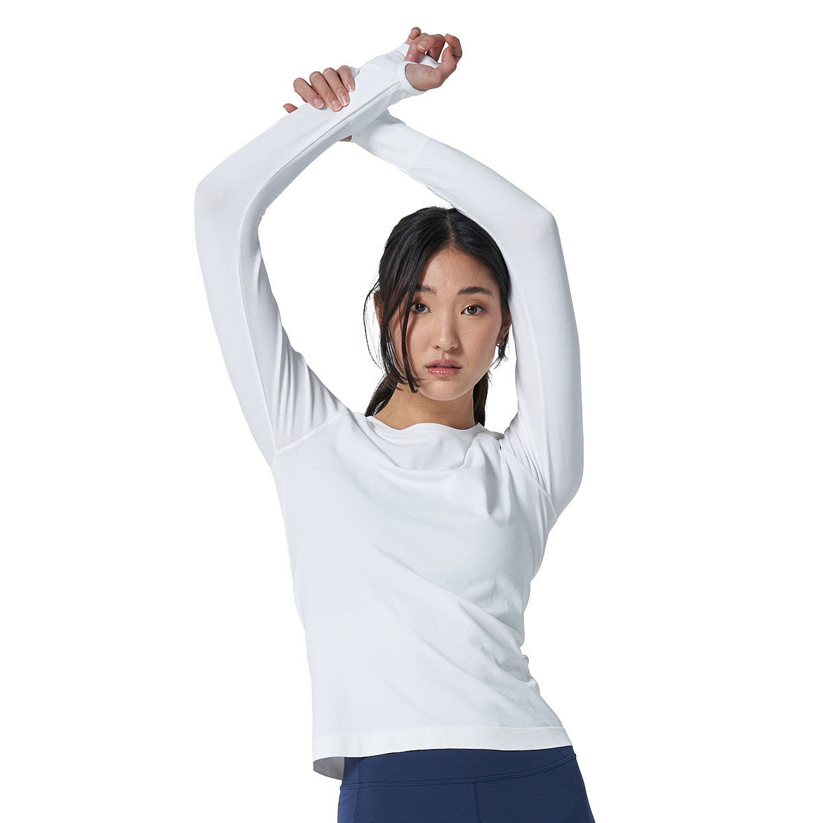 Ell/Voo Womens Reili Seam Free Long Sleeve Tee - White slider