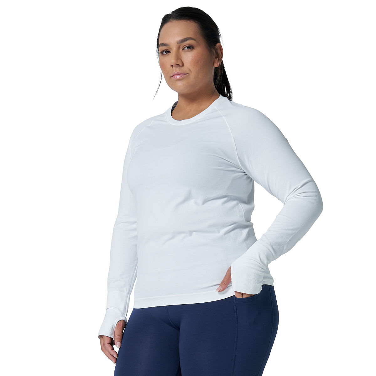 Ell/Voo Womens Reili Seam Free Long Sleeve Tee - White slider