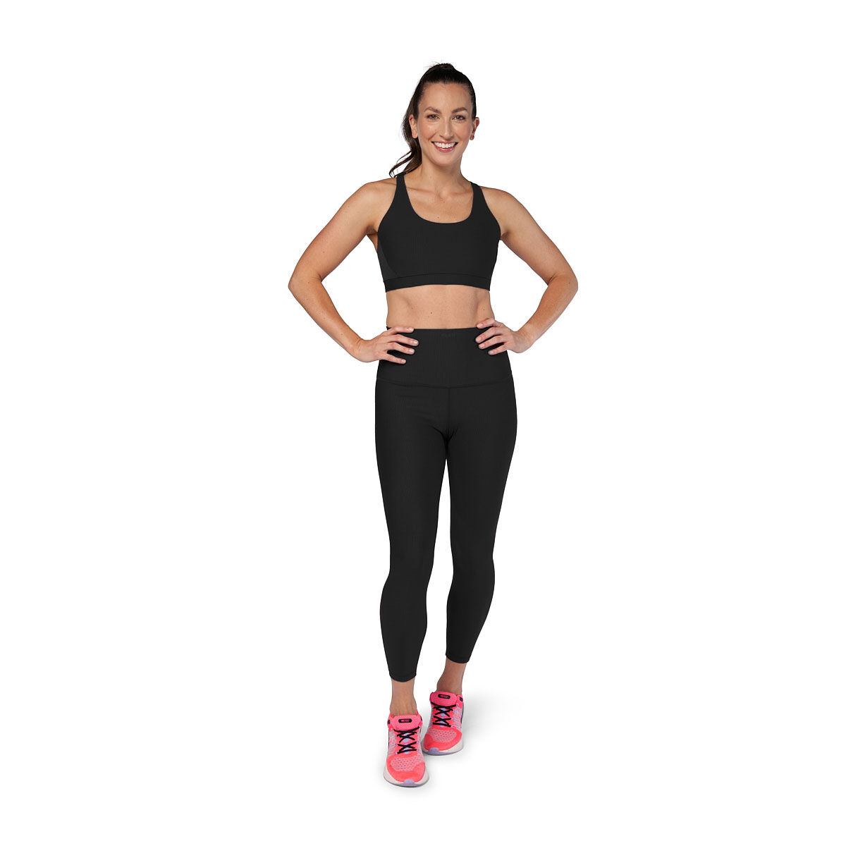 Ell/Voo Womens Trinity Ribbed 7/8 Tights Black XXS - Black slider