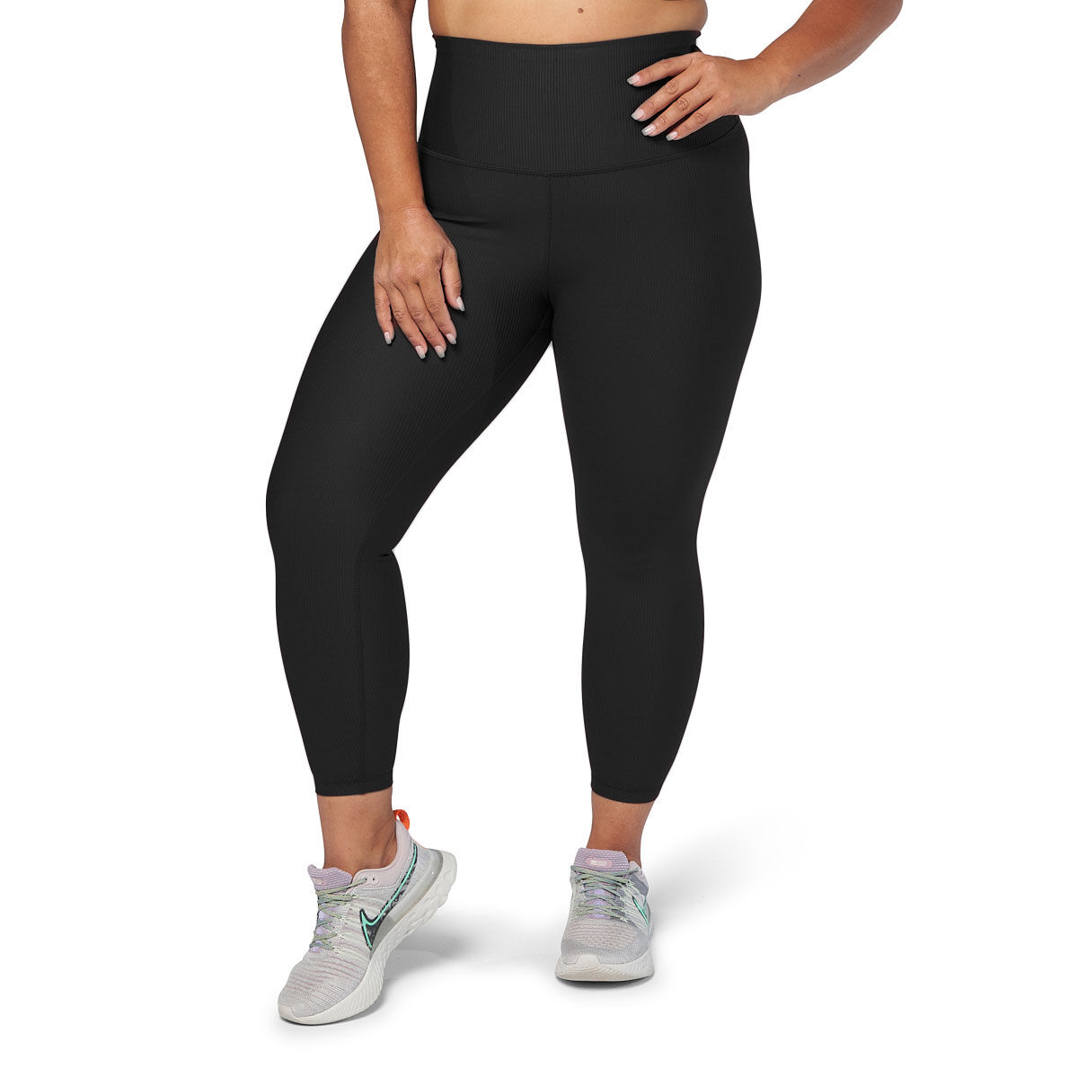 Ell/Voo Womens Trinity Ribbed 7/8 Tights Black XXS - Black slider
