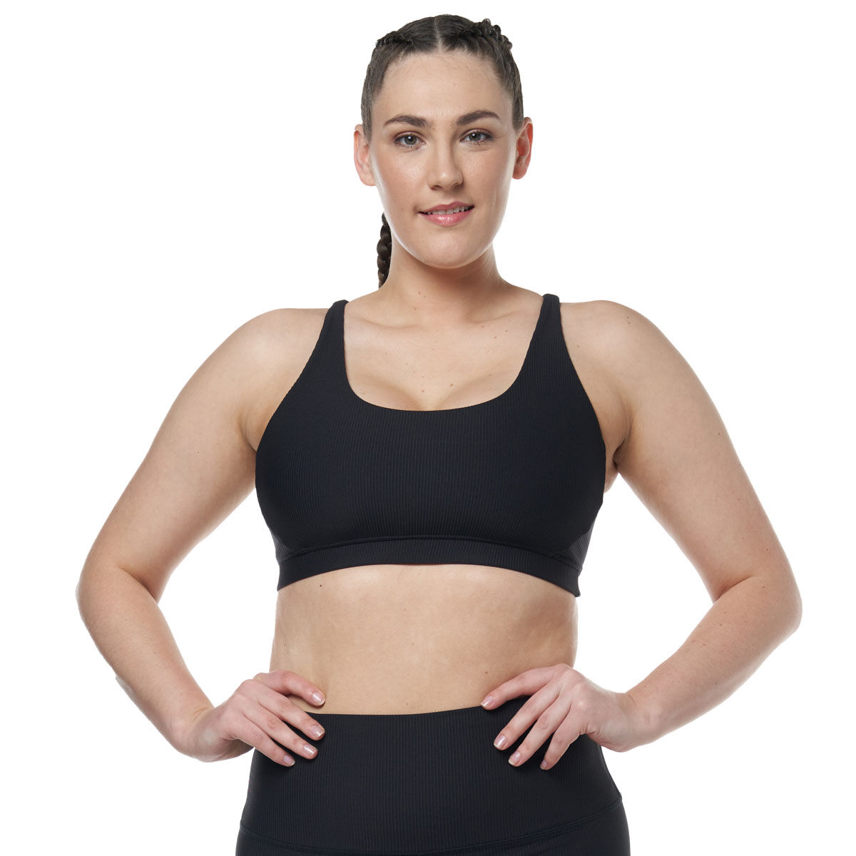 Ell/Voo Womens Trinity Ribbed Sports Bra - Blue slider