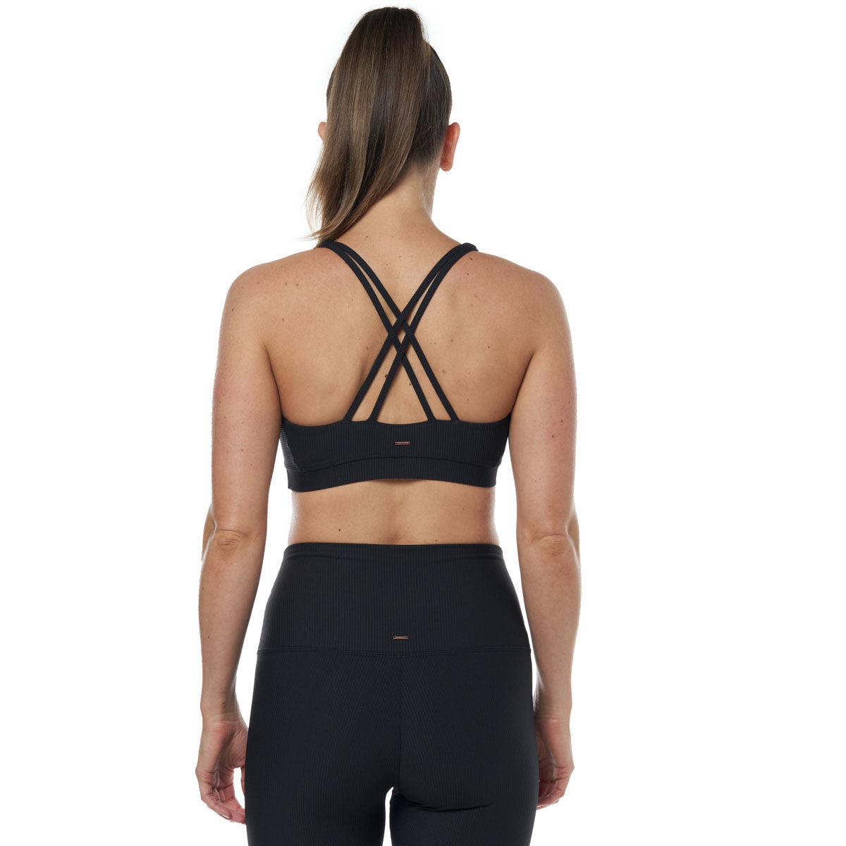 Ell/Voo Womens Trinity Ribbed Sports Bra - Blue slider