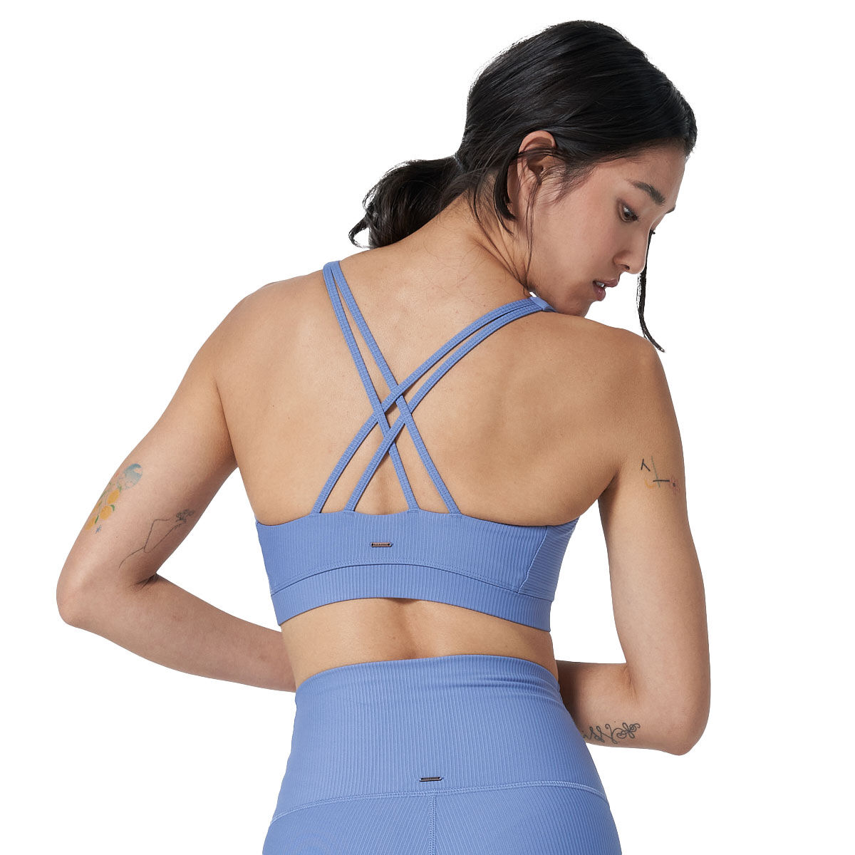 Ell/Voo Womens Trinity Ribbed Sports Bra - Blue slider