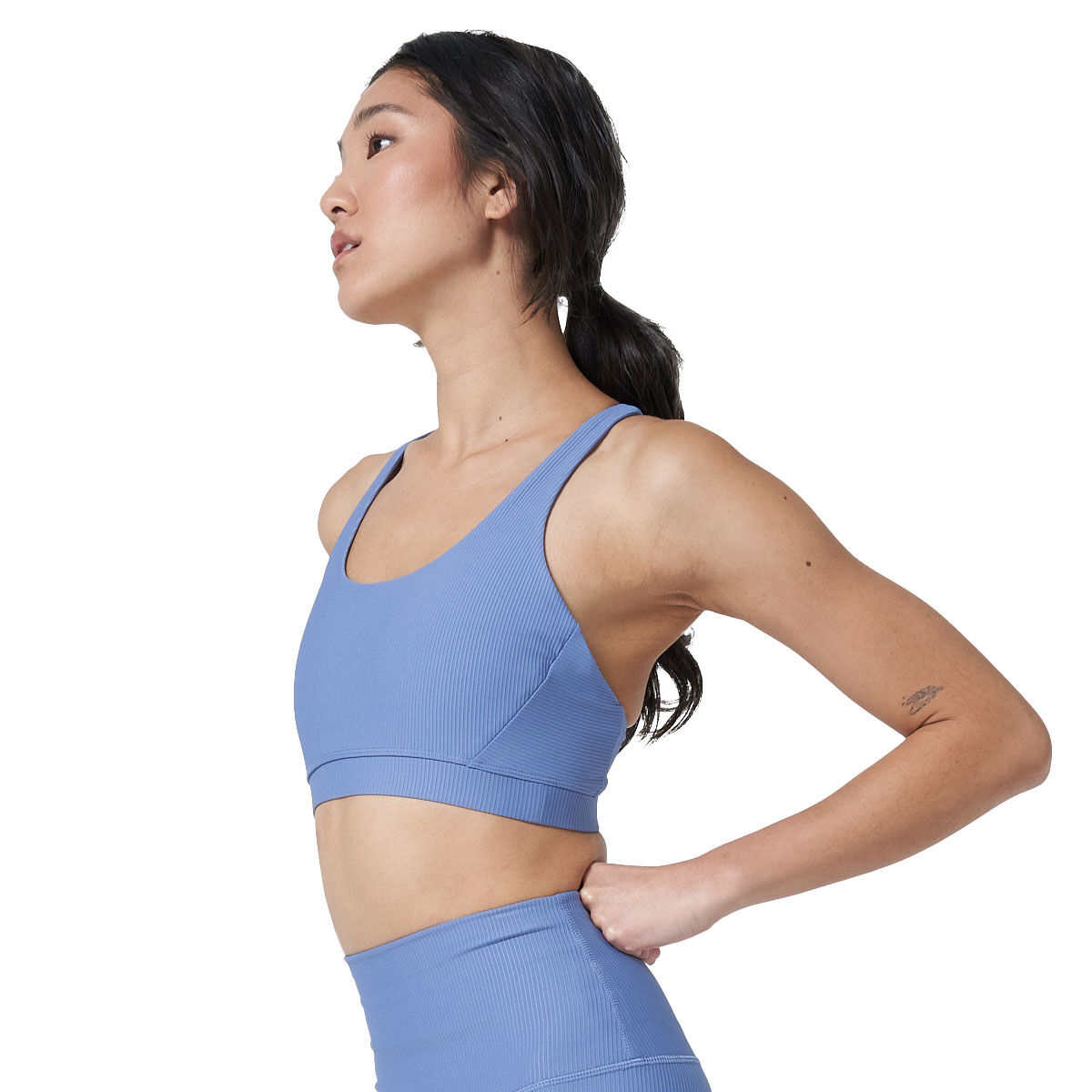 Ell/Voo Womens Trinity Ribbed Sports Bra - Blue slider