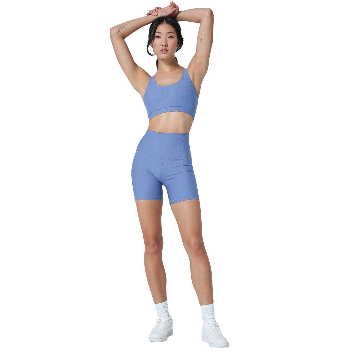 Ell/Voo Womens Trinity Ribbed Sports Bra - Blue slider