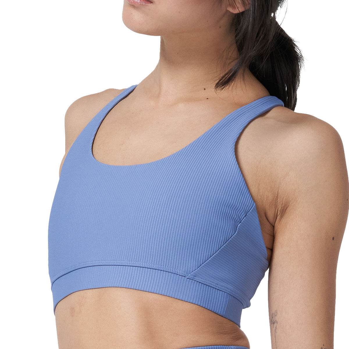 Ell/Voo Womens Trinity Ribbed Sports Bra - Blue slider