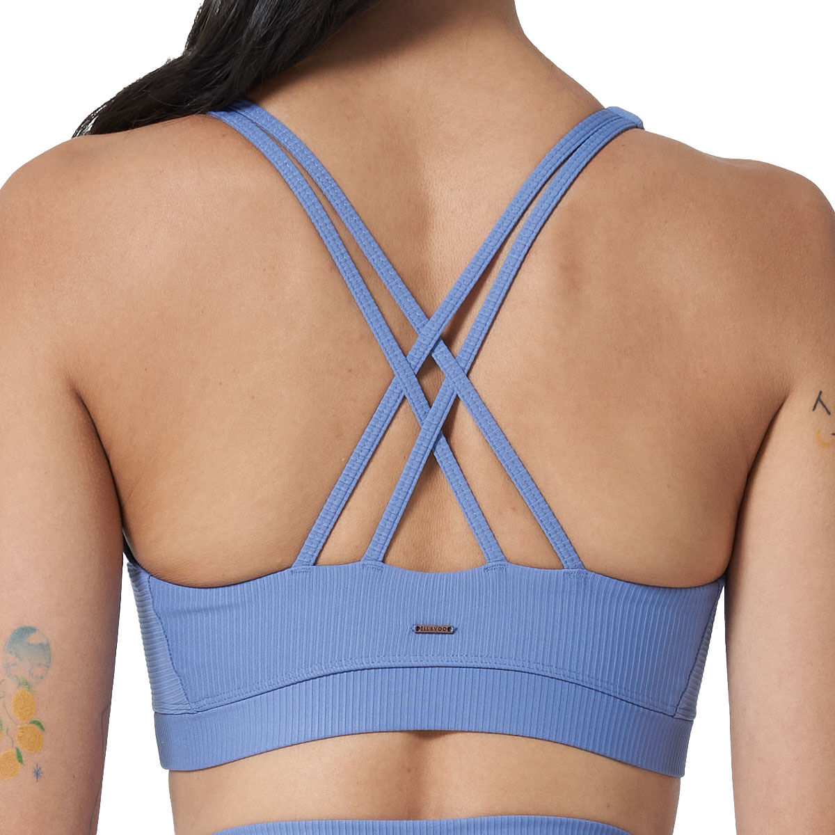 Ell/Voo Womens Trinity Ribbed Sports Bra - Blue slider