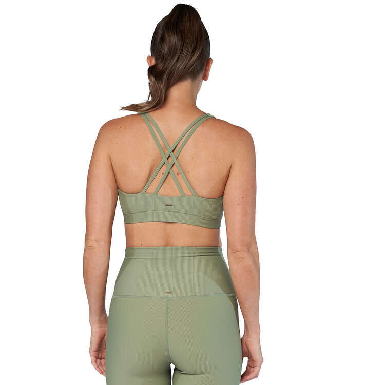 Ell/Voo Womens Trinity Ribbed Sports Bra Khaki L - Khaki slider