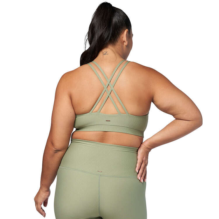 Ell/Voo Womens Trinity Ribbed Sports Bra Khaki L - Khaki slider