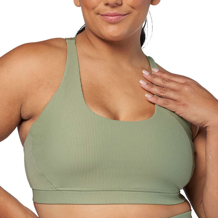 Ell/Voo Womens Trinity Ribbed Sports Bra Khaki L - Khaki slider