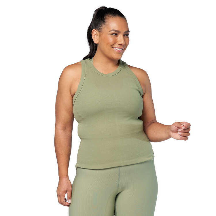 Ell/Voo Womens Trinity Ribbed Tank Khaki L - Khaki slider