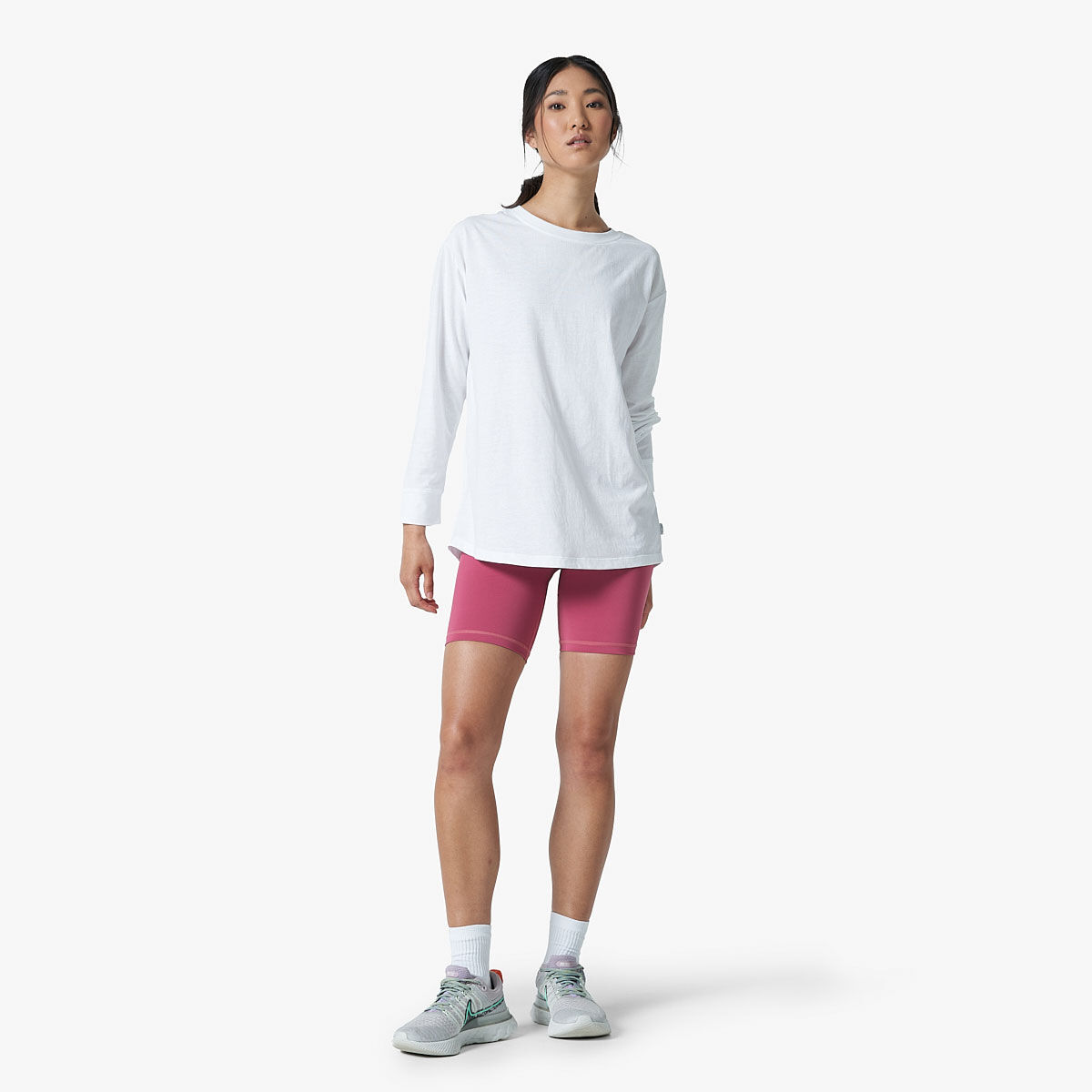 Ell/Voo Womens Vanessa Long Sleeve Tee - White slider