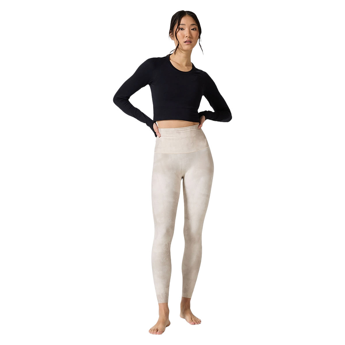 Ell/Voo Womens Yumi Seamfree Cropped Long Sleeve Tee Black XL / XXL - Black slider