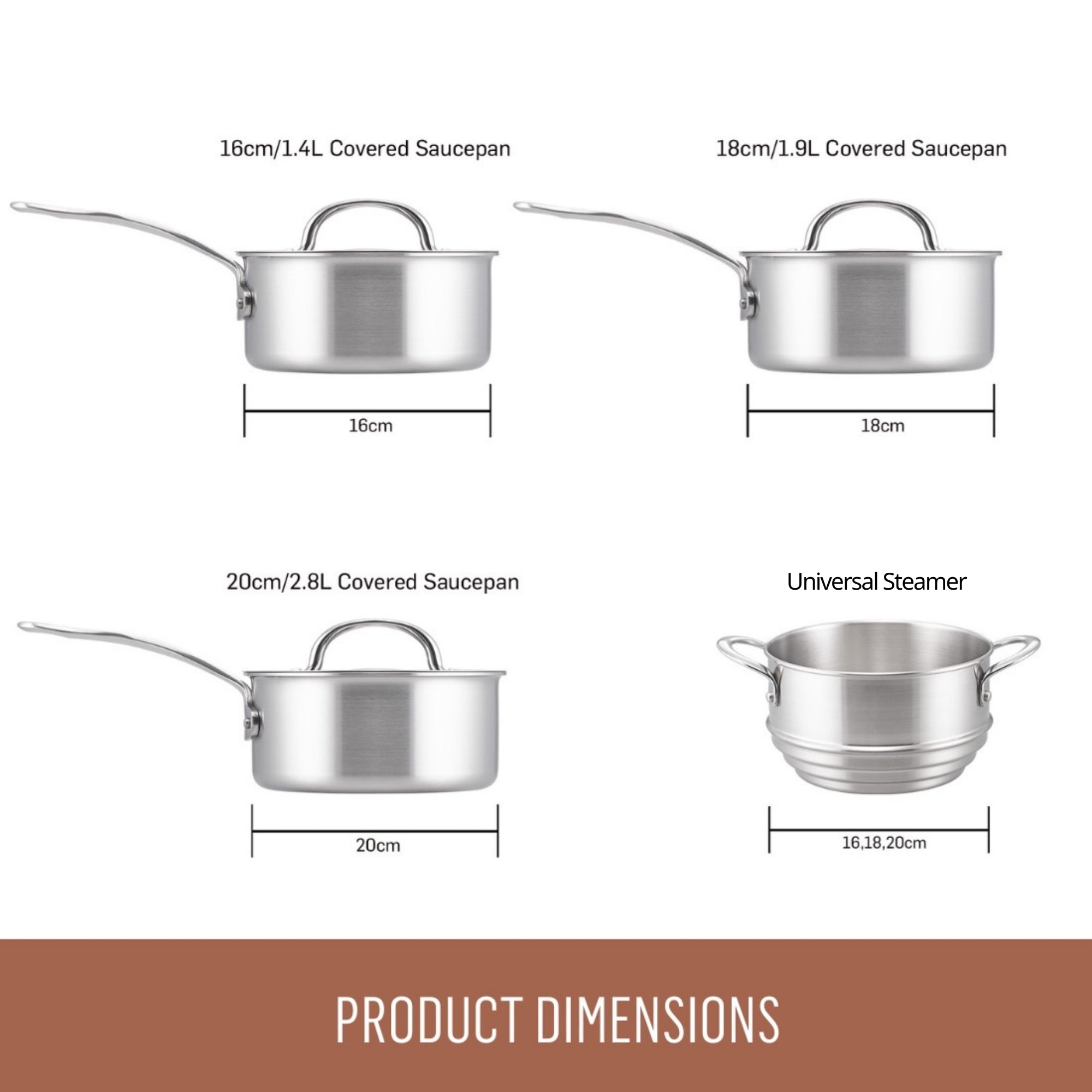 Essteele Per Amore Clad Stainless Steel Induction 4 Piece Cookware Set slider