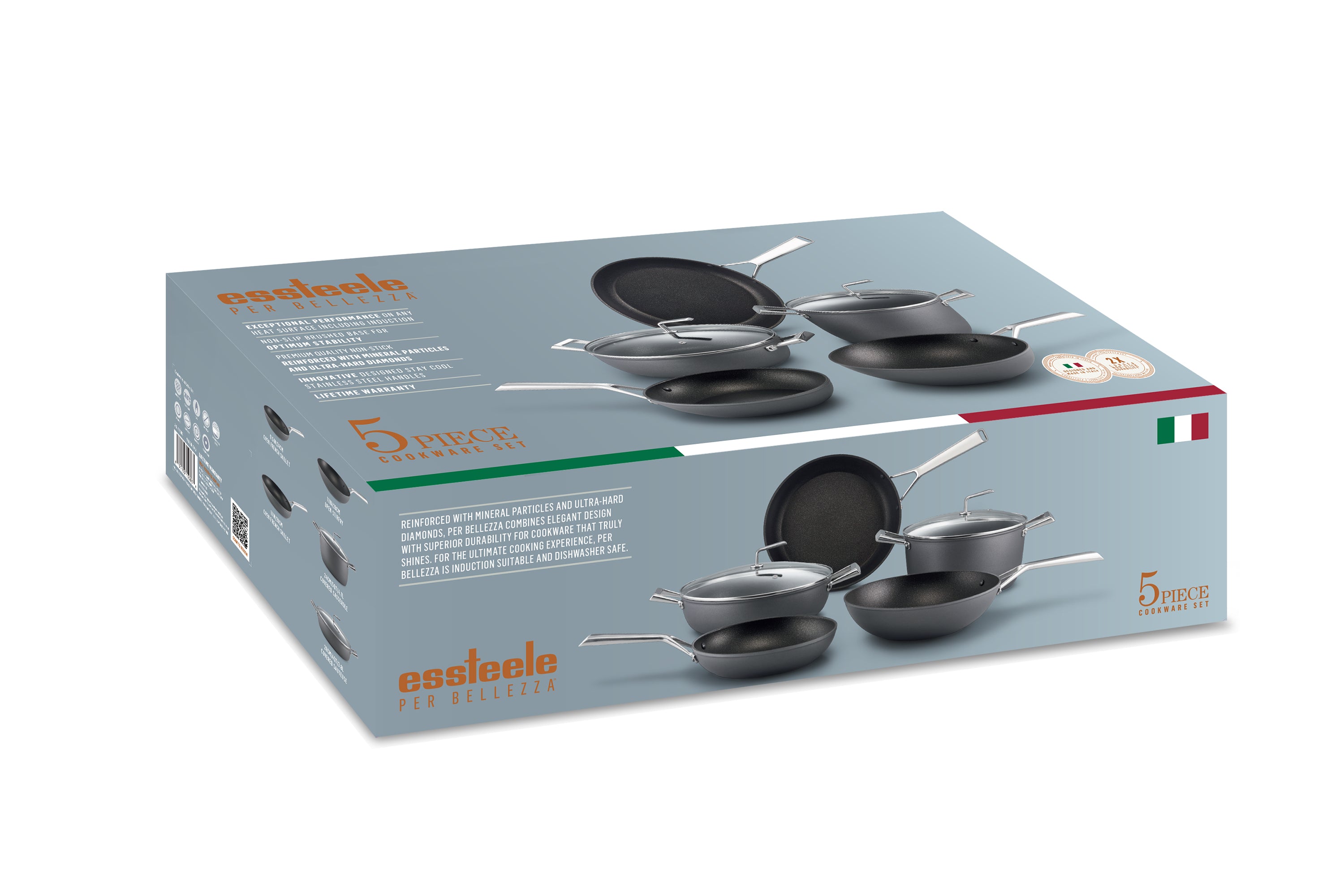 Essteele Per Bellezza Nonstick Induction 5 Piece Cookware Set Grey slider