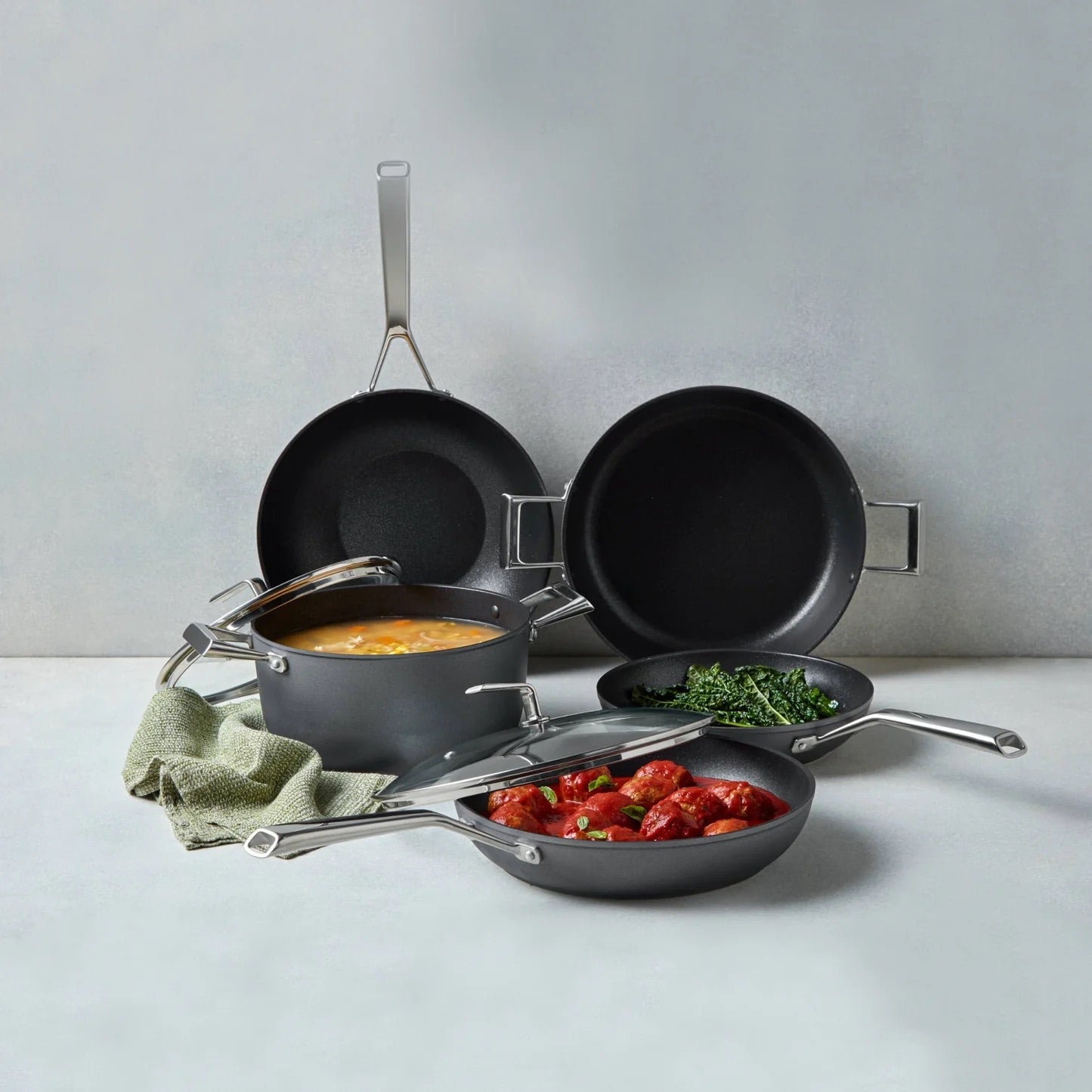 Essteele Per Bellezza Nonstick Induction 5 Piece Cookware Set Grey slider