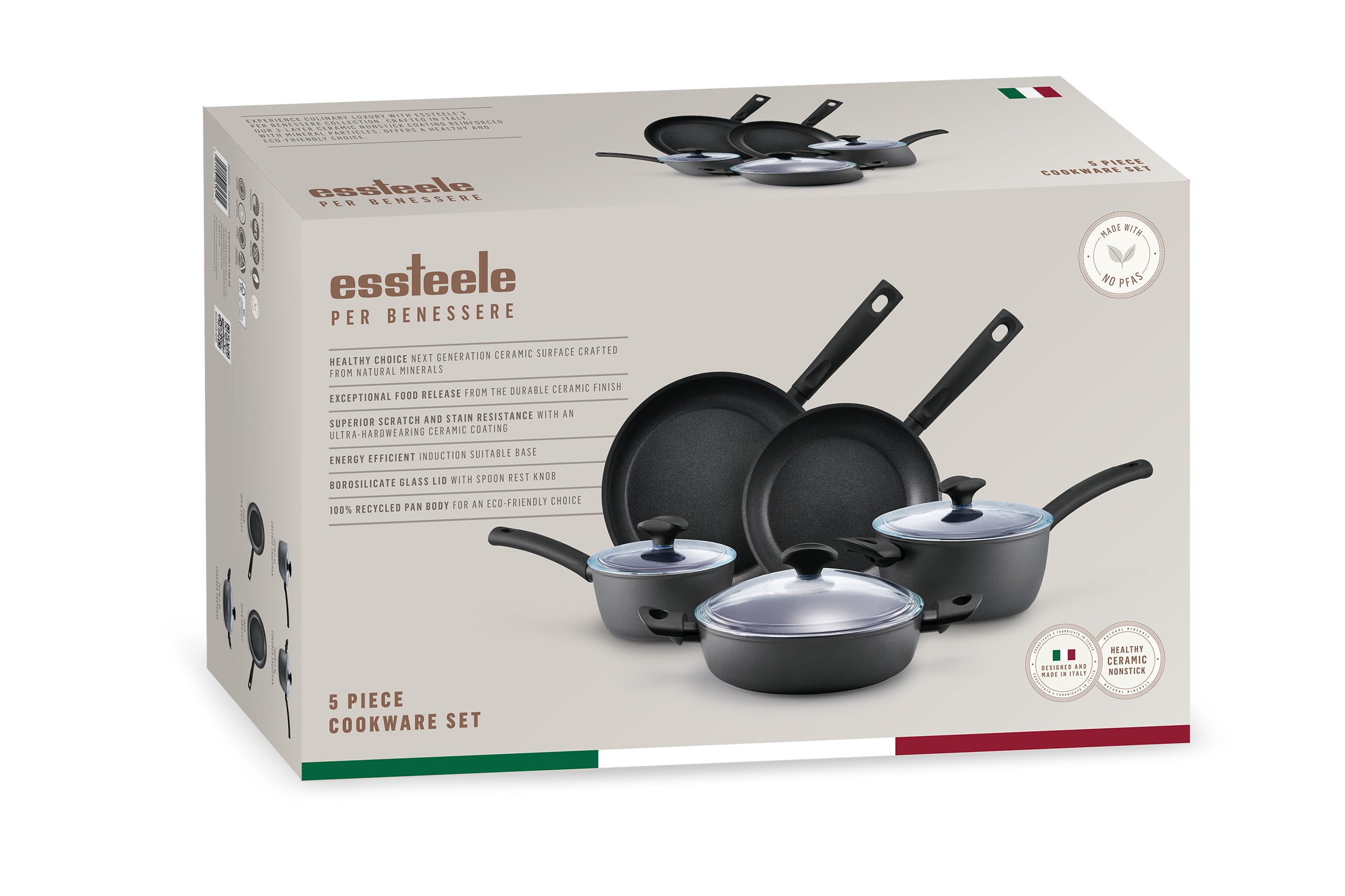 Essteele Per Benessere Ceramic Nonstick Induction 5 Piece Cookware Set slider