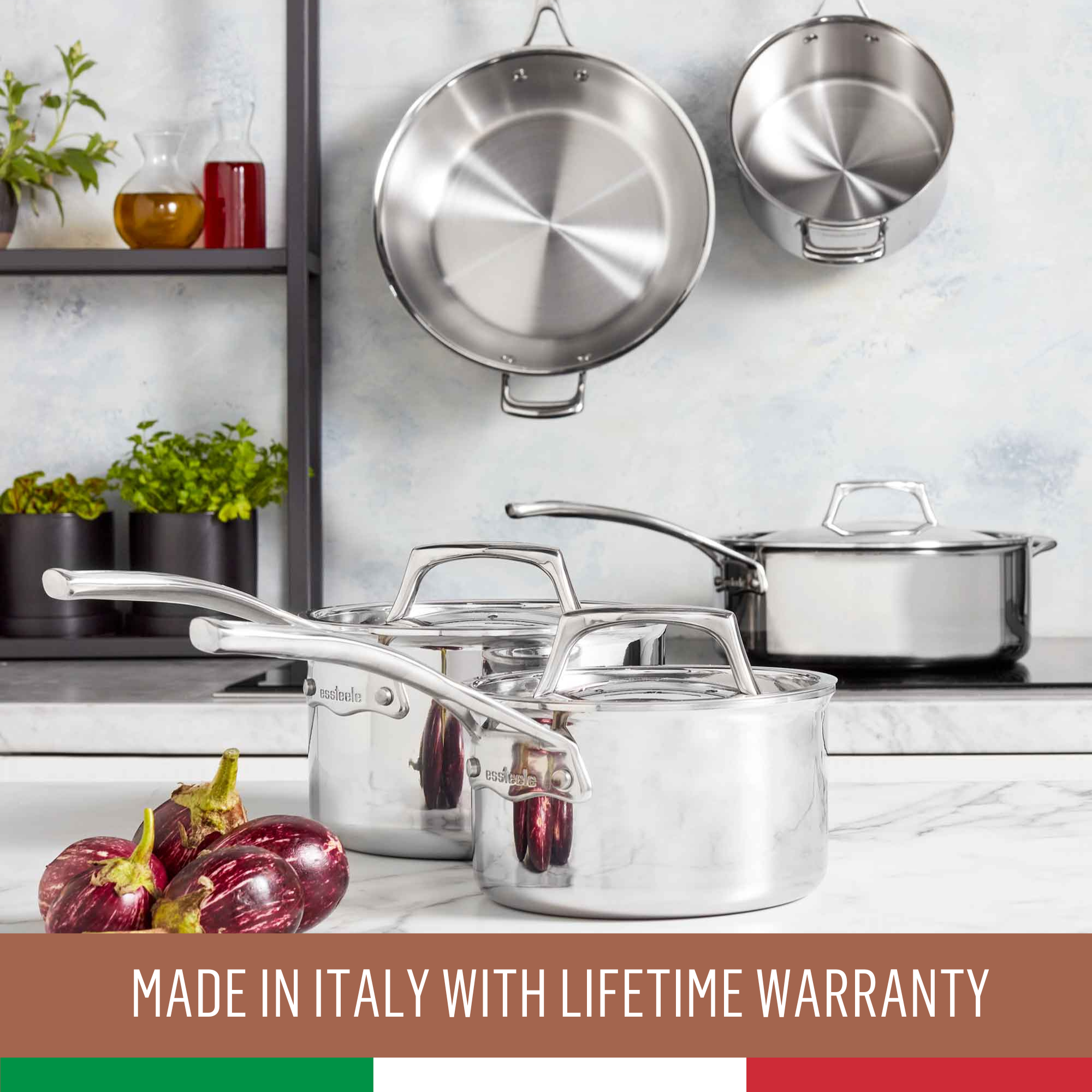 Essteele Per Sempre Clad Stainless Steel Induction 4 Piece Cookware Set slider