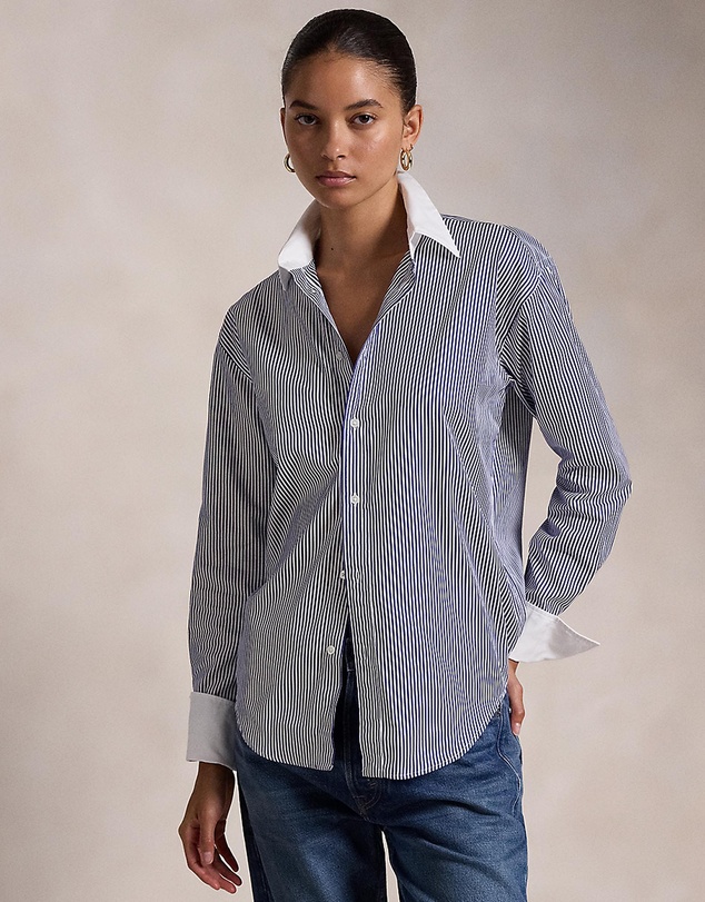 Extended-Cuff Striped Cotton Shirt -ICONIC EXCLUSIVE - Authentic Cream