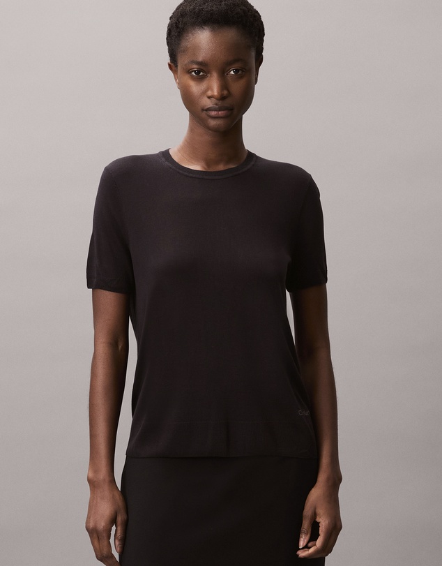 Fine Gauge Viscose Sweater - Black