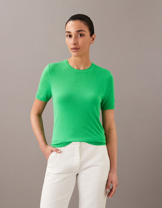 Fine Gauge Viscose Sweater - Green