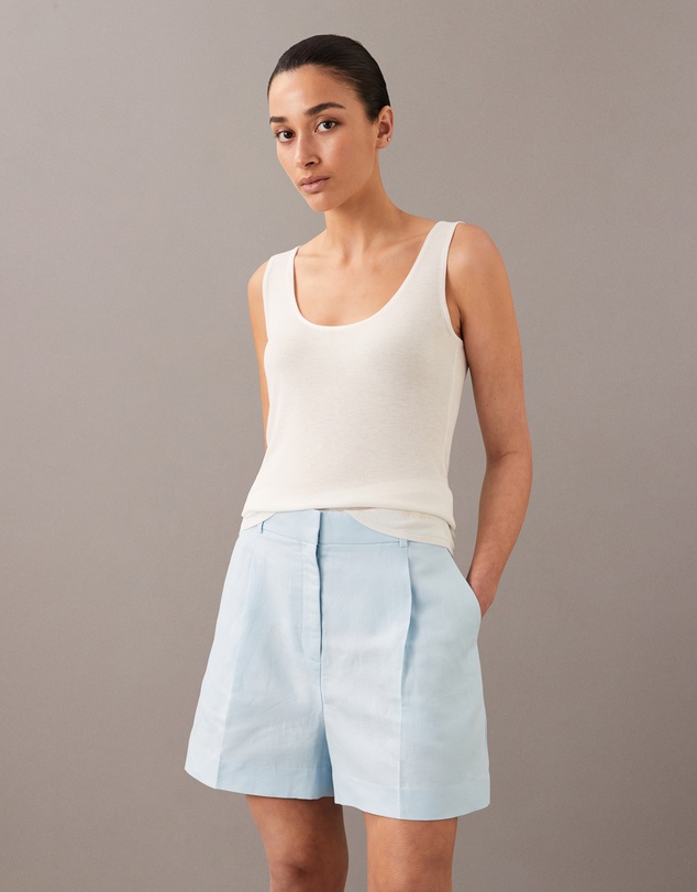 Fine Gauge Viscose Tank Top - Beige