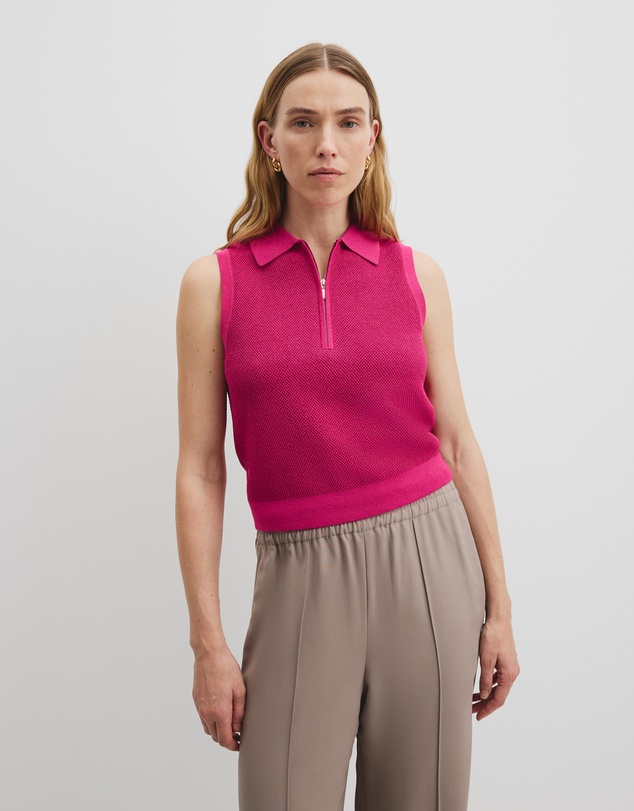 Fine Mesh Knit Tank - Raspberry